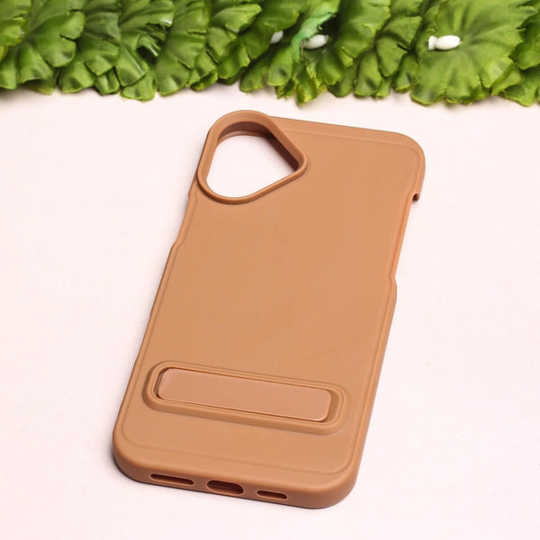 GripStand Brown Silicone case for Apple iphone 16 - The Hatke