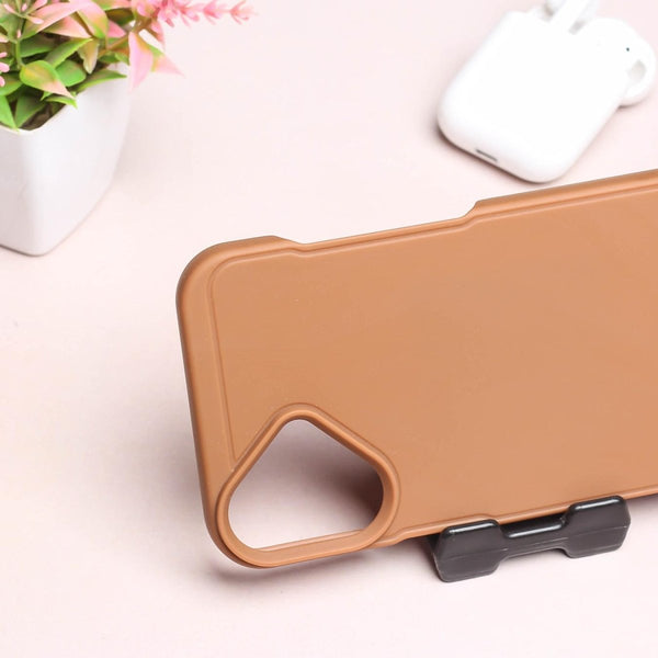 GripStand Brown Silicone case for Apple iphone 16 - The Hatke