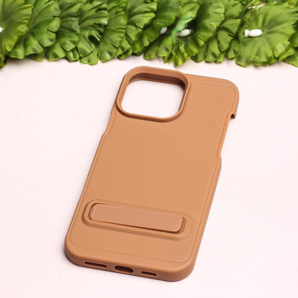 GripStand Brown Silicone case for Apple iphone 16 Pro - The Hatke