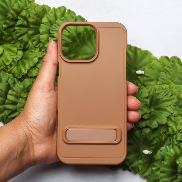 GripStand Brown Silicone case for Apple iphone 16 Pro - The Hatke