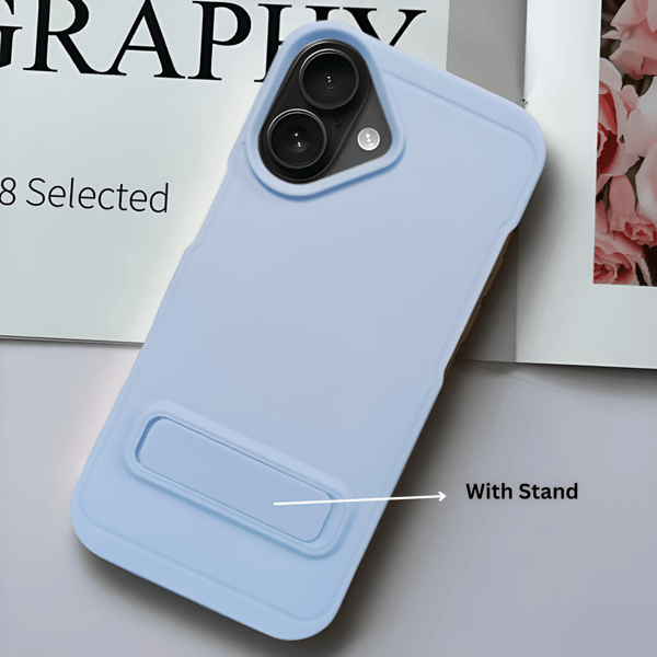 GripStand Cloud blue Silicone case for Apple iphone 16 Plus - The Hatke