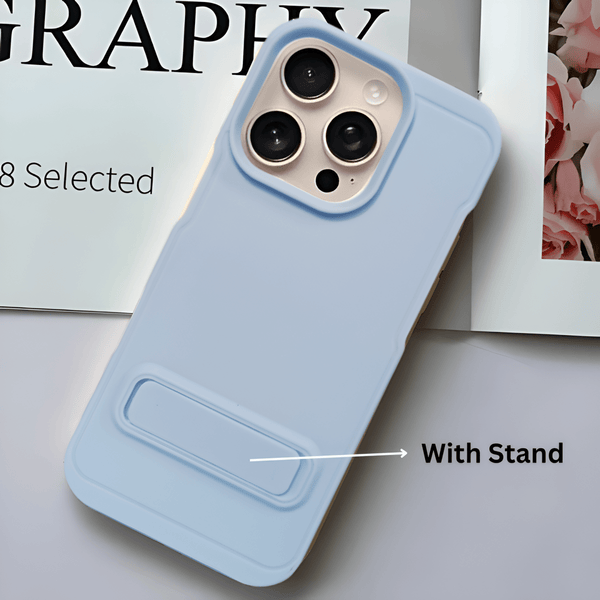 GripStand Cloud blue Silicone case for Apple iphone 16 Pro Max - The Hatke