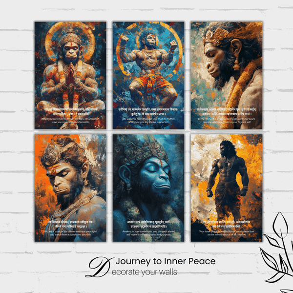 Hanuman Ji Combo Poster ( Set of 6 Posters ) - The Hatke