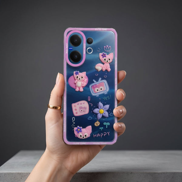 Happy Cute Time Silicone Case for Vivo V60e - The Hatke