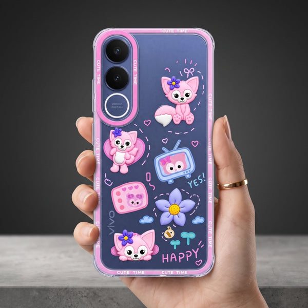 Happy Cute Time Silicone Case for Vivo V70 Fe - The Hatke