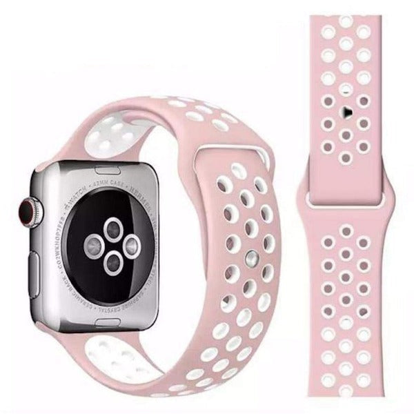 Pink White Dotted Silicone Strap For Apple Watch Series 4  (38mm/40mm/41mm)