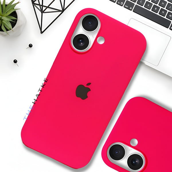 Hot Pink Original Silicone case for Apple iphone 16 Plus