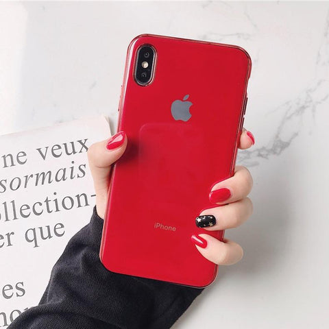 Red Border mirror Silicone case for Apple iphone X/XS