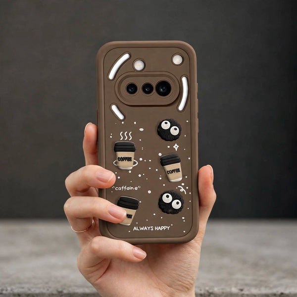 Brown COFFEE CP (ALWAYS HAPPY) Silicone case for Nothing Phone 3a