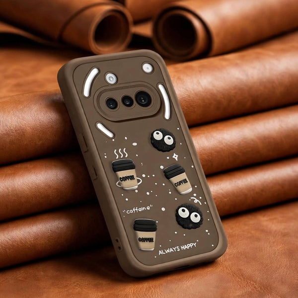 Brown COFFEE CP (ALWAYS HAPPY) Silicone case for Nothing Phone 3a