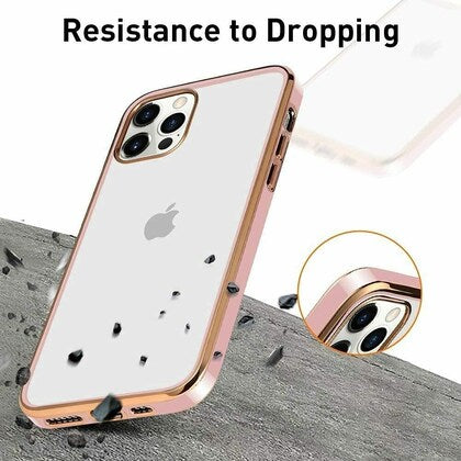 Rose Gold Electroplated Transparent Case for Apple iphone 13 Pro Max