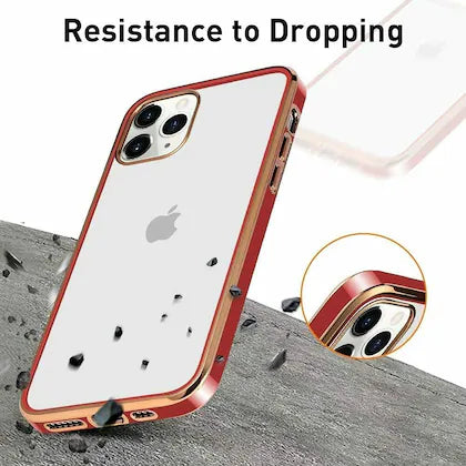 Red Electroplated Transparent Case for Apple iphone 12 Pro