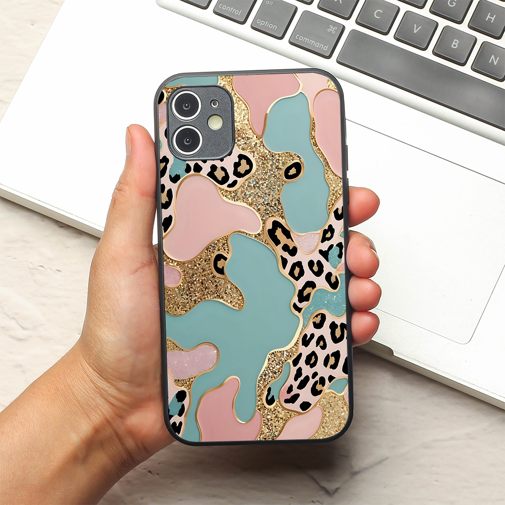 Leopard Luxe metal back case for Apple Iphone 12