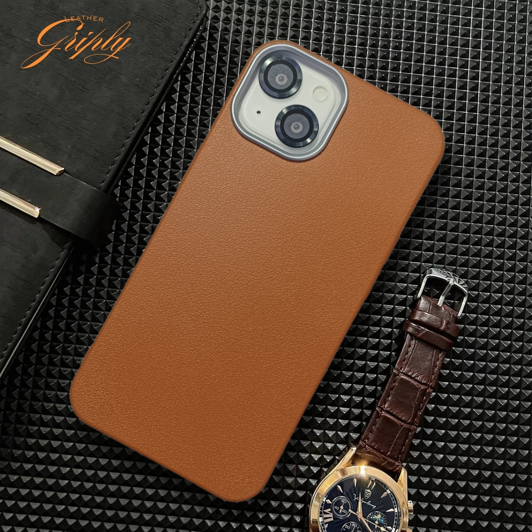 Griply Brown Leather Case for Apple Iphone 14