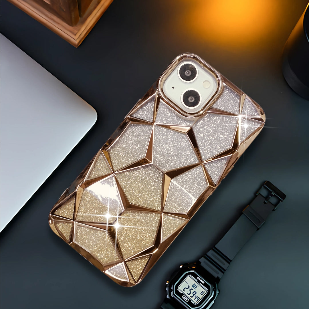 Dazzle Gold Silicone case for Apple iphone 15