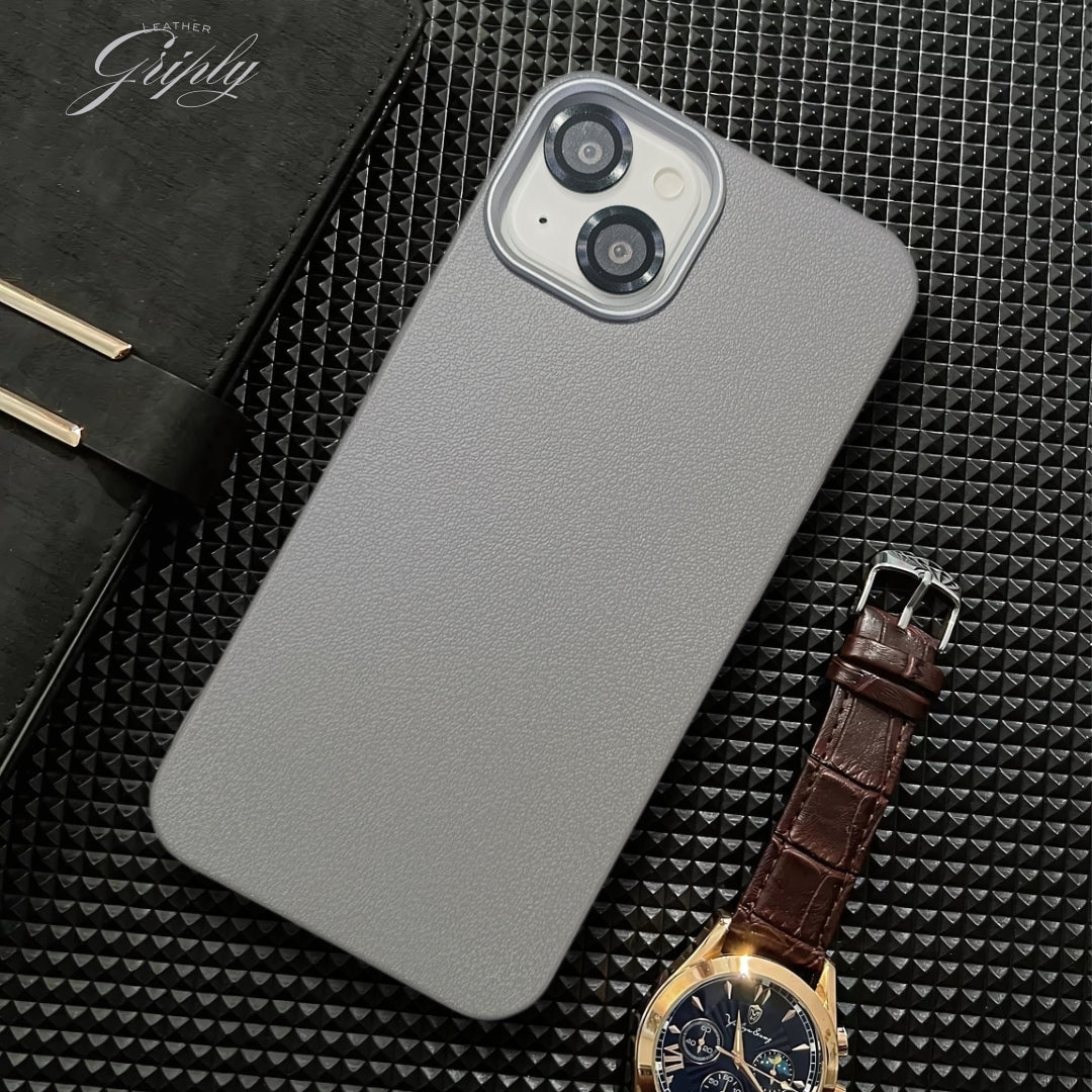 Griply Grey Leather Case for Apple Iphone 14