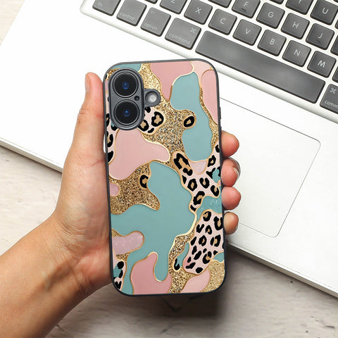 Leopard Luxe metal back case for Apple Iphone 17