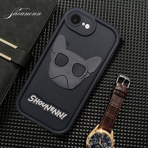Black SHOUNENN BULLDOG Silicone case for Apple iphone 16E