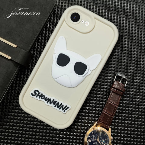 Cream SHOUNENN BULLDOG Silicone case for Apple iphone 16E