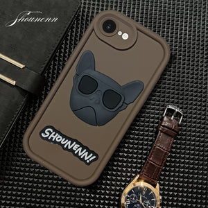 Dark Brown SHOUNENN BULLDOG Silicone case for Apple iphone 16E