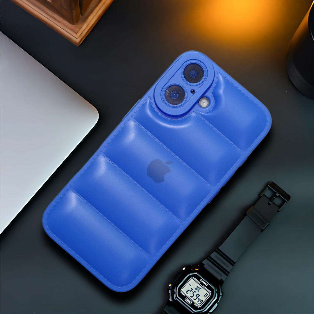 Sky Blue Puffon silicone case for Apple Iphone 16