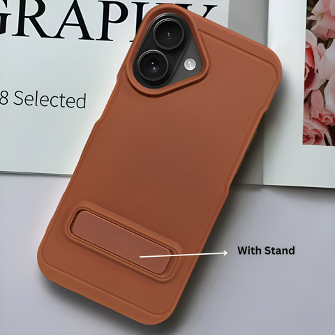 GripStand Brown Silicone case for Apple iphone 16