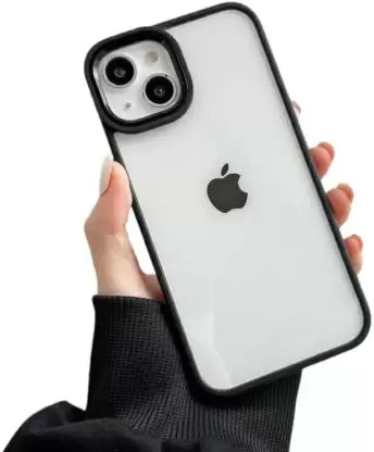 Black Metal Safe Transparent Case for Apple iPhone 15