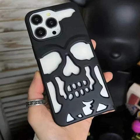 Black Hollow Skull Design Silicone case for Apple iphone 14 Pro