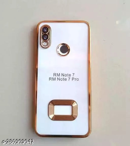 Gold 6D Chrome Logo Cut Transparent Case for Redmi Note 7 Pro