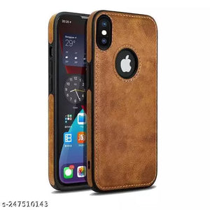 Puloka Brown Logo cut Leather silicone case for Apple iPhone X/xs