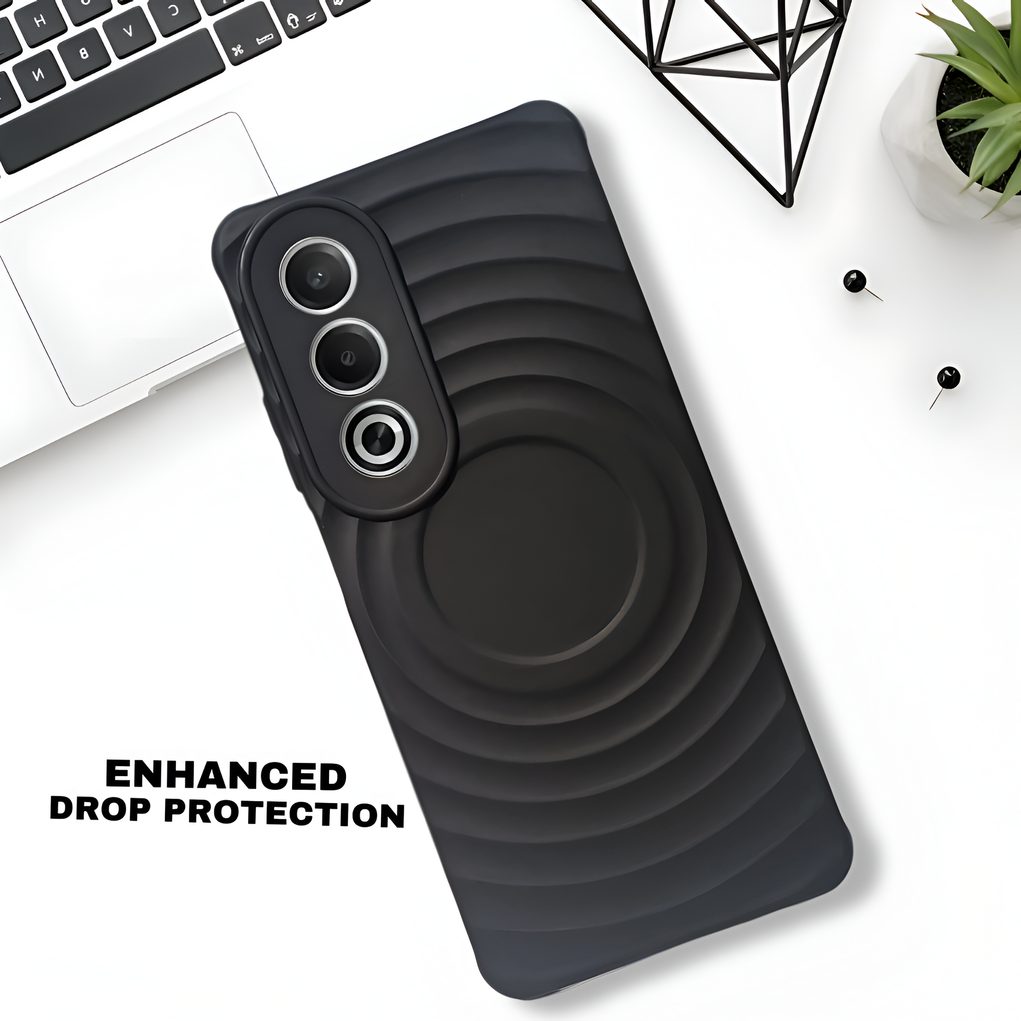 Black Round Wave Silicone Case for Oppo K12X