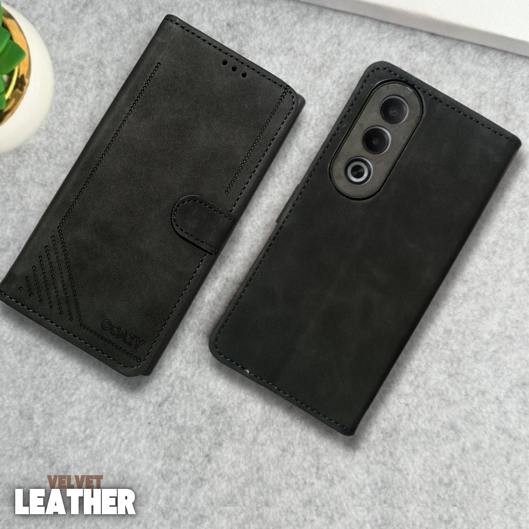 Velvet Black Flip Leather Case for Oppo K12X