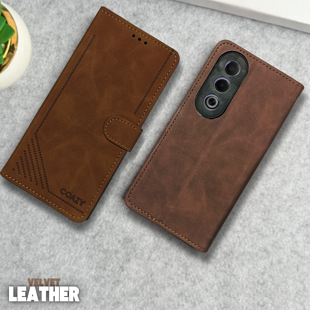 Velvet Brown Flip Leather Case for Oppo K12X