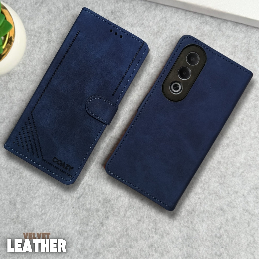 Velvet Dark Blue Flip Leather Case for Oppo K12X