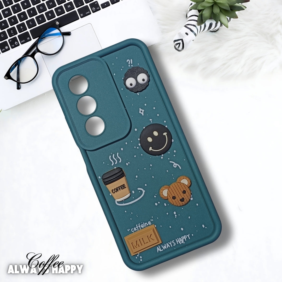 Green COFFEE (ALWAYS HAPPY) Silicone case for Oppo K12X