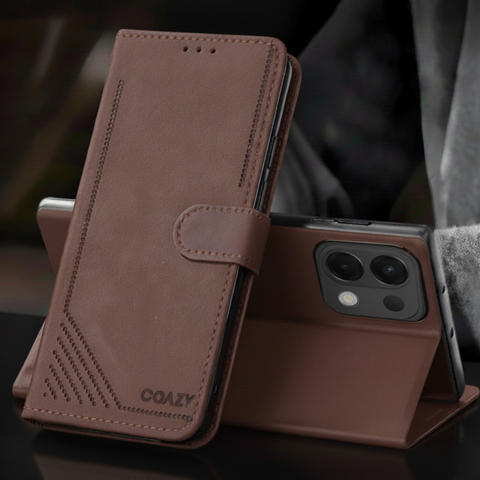 Velvet Dark Brown Flip Leather Case for Oppo K13
