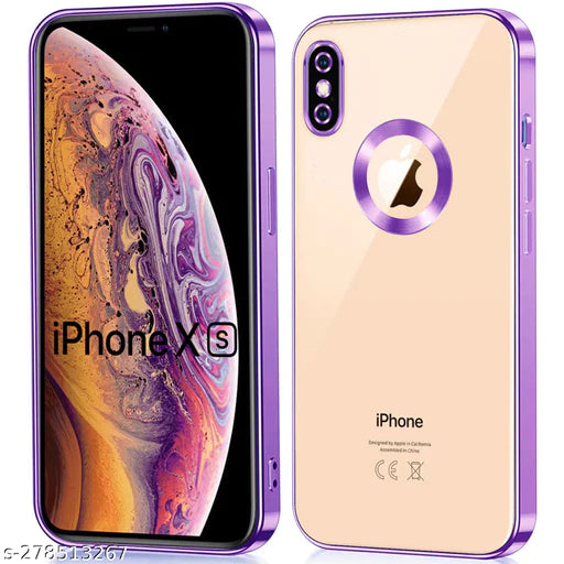 Purple 6D Chrome Logo Cut Transparent Case for Apple iphone Xs Max