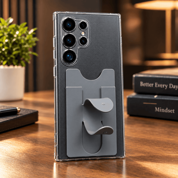 KickFlex Grey Sticky Stand Silicone For All Mobiles - The Hatke