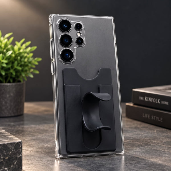 KickFlex Light Black Sticky Stand Silicone For All Mobiles - The Hatke