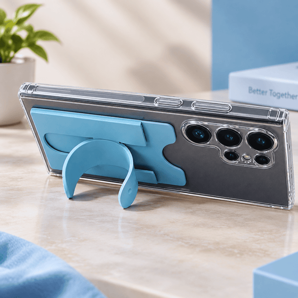 KickFlex Light Blue Sticky Stand Silicone For All Mobiles - The Hatke