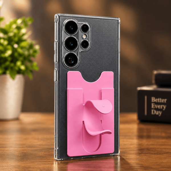 KickFlex Pink Sticky Stand Silicone For All Mobiles - The Hatke