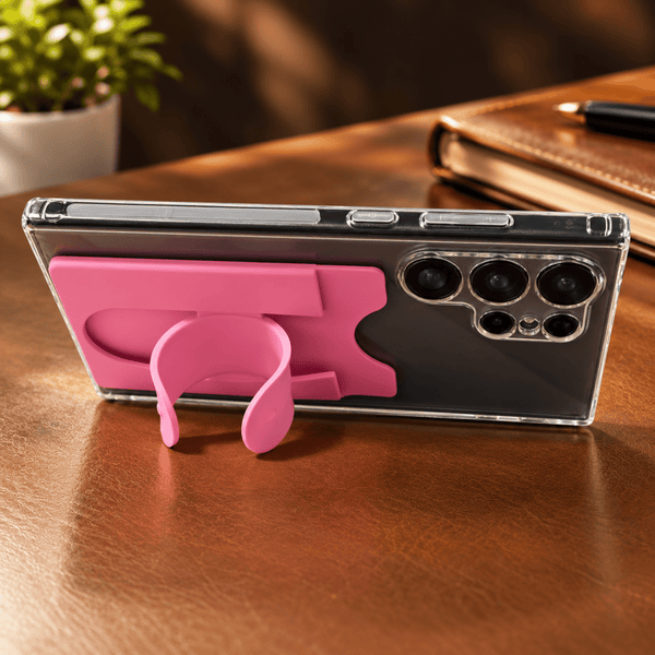 KickFlex Pink Sticky Stand Silicone For All Mobiles - The Hatke