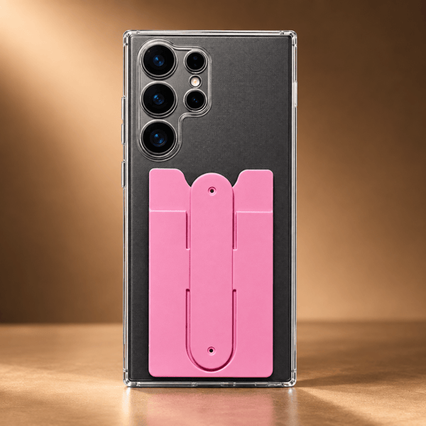 KickFlex Pink Sticky Stand Silicone For All Mobiles - The Hatke