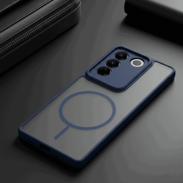 KYRON Dark Blue Matte Case for Vivo V27 - The Hatke