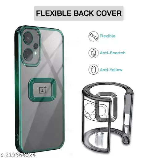 Green 6D Chrome Logo Cut Transparent Case for Oneplus Nord CE 2 Lite