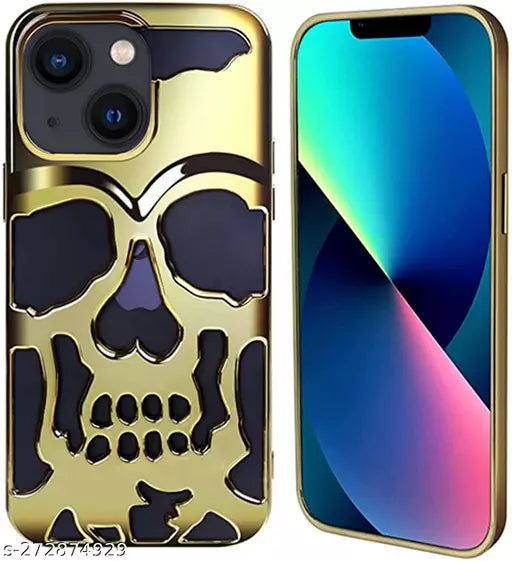 Golden Hollow Skull Design Silicone case for Apple iphone 14 Plus