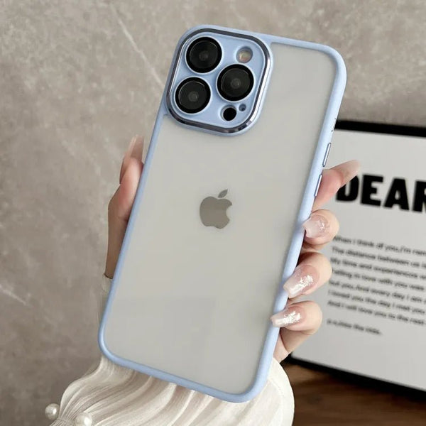 Lavender Blue Metal Protection Transparent Case for Apple iphone 13 Pro Max - The Hatke