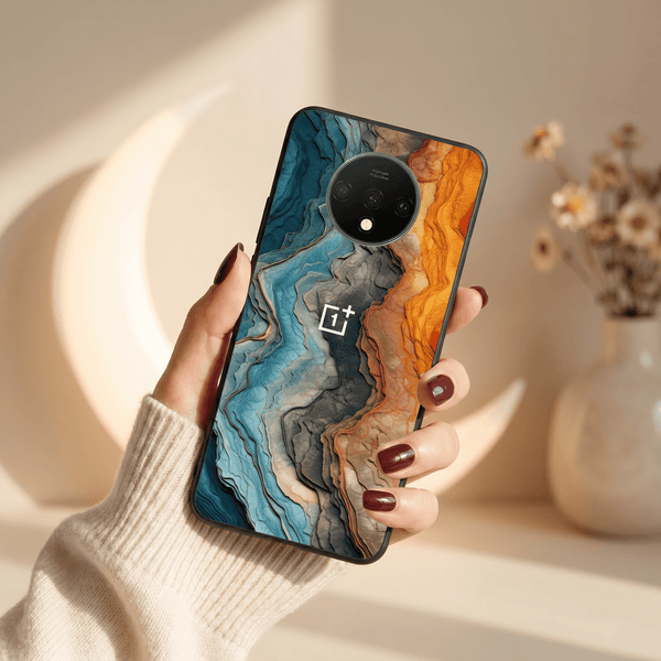 Layered Marble MB Case for Oneplus 7T - The Hatke