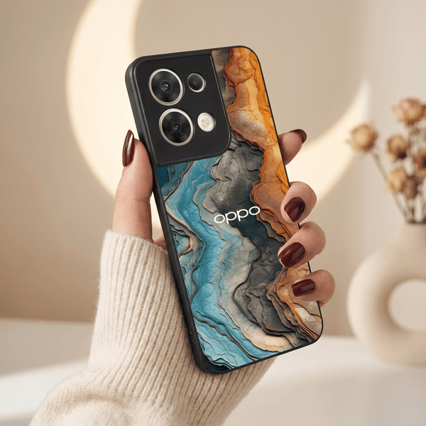 Layered Marble MB Case for Oppo Reno 8 - The Hatke