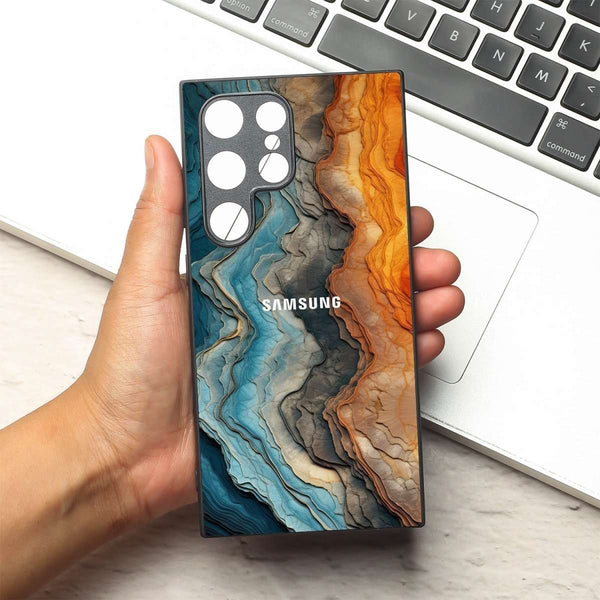 Layered Marble MB Case for Samsung S24 Ultra - The Hatke